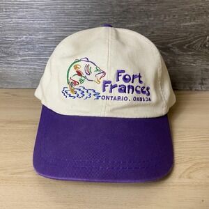 Vintage Fort Frances Hat Cap Strap Back Embroidered Fishing Ontario Canada Mens